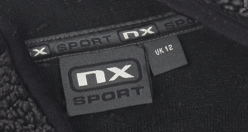 NX Sport Womens Black Fleece Zip Jacket UK 12 Regular Fit