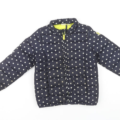 Gap Girls Blue Polka Dot Puffer Jacket Coat 5 Years Full Zip Quilted