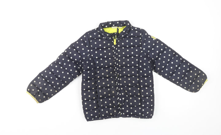 Gap Girls Blue Polka Dot Puffer Jacket Coat 5 Years Full Zip Quilted
