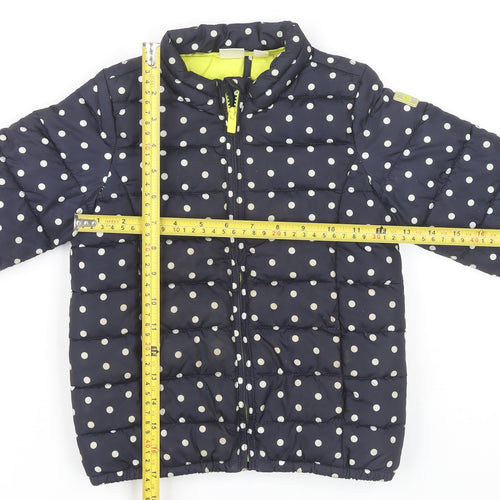 Gap Girls Blue Polka Dot Puffer Jacket Coat 5 Years Full Zip Quilted