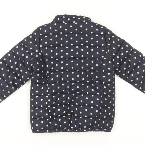 Gap Girls Blue Polka Dot Puffer Jacket Coat 5 Years Full Zip Quilted