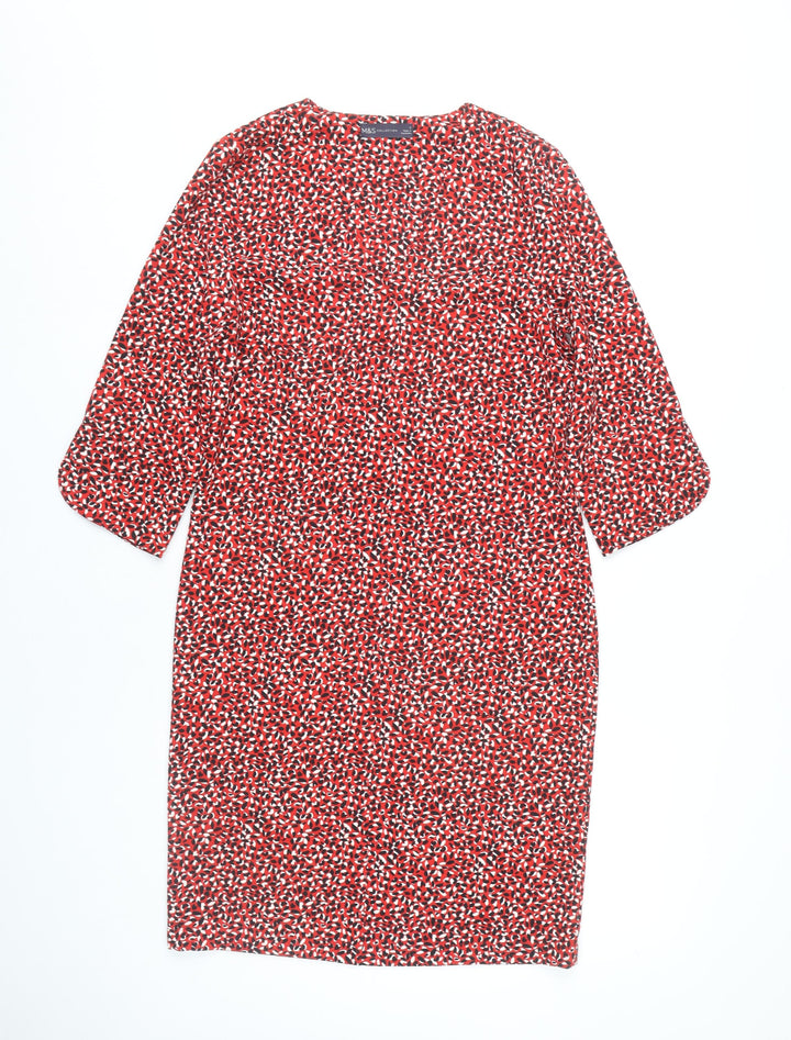 Marks and Spencer Women’s Red Floral Shift Dress Size 6