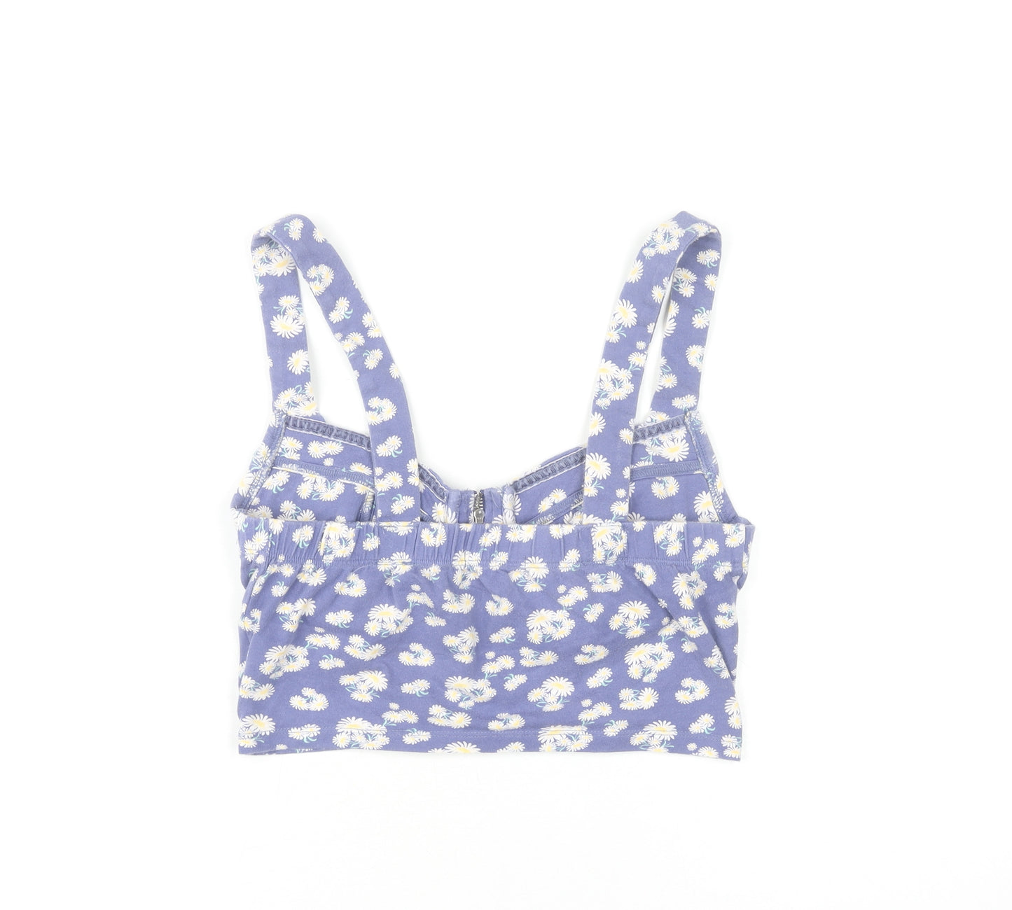 New Look Women Purple Floral Cropped Zip Tank Top UK 12