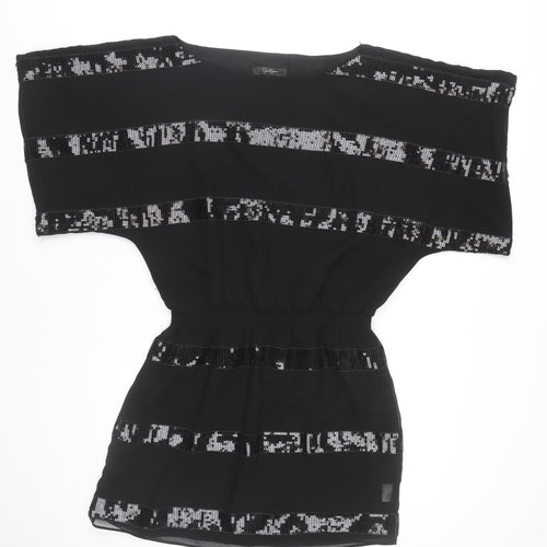 Jessica Simpson Women Black M Short Sequin Shift Dress