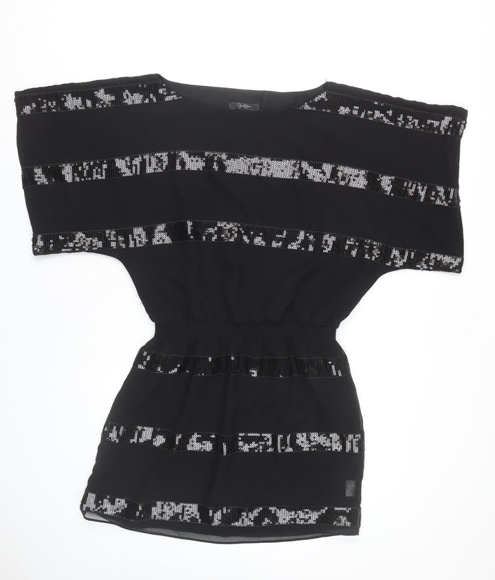 Jessica Simpson Women Black M Short Sequin Shift Dress