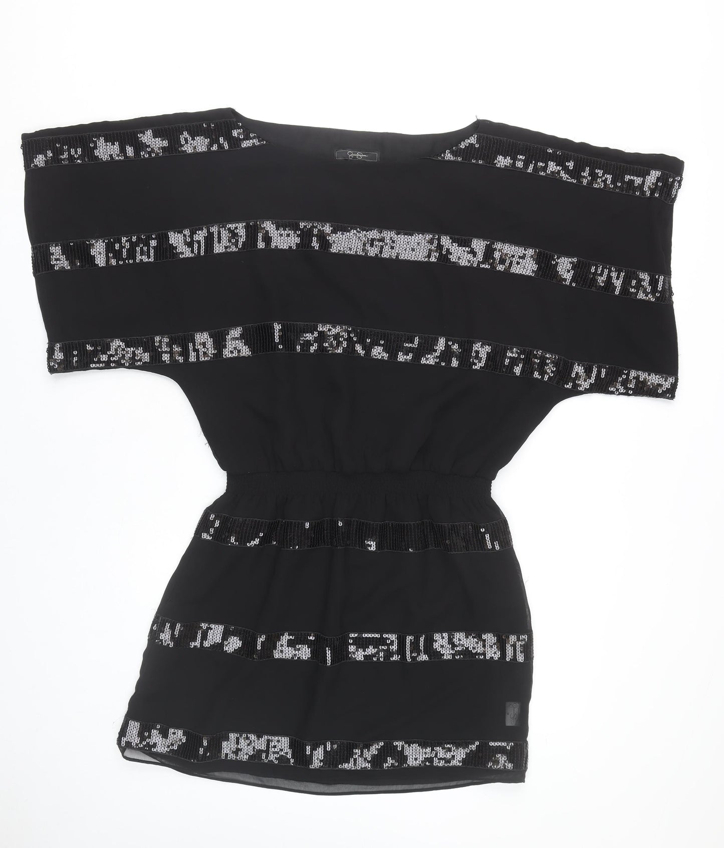 Jessica Simpson Women Black M Short Sequin Shift Dress