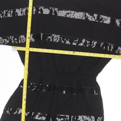 Jessica Simpson Women Black M Short Sequin Shift Dress