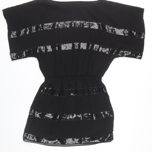 Jessica Simpson Women Black M Short Sequin Shift Dress