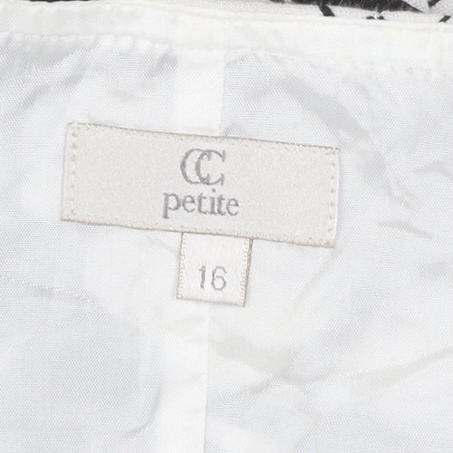 CC Petite Womens Black Floral Linen Knee Length Pencil Skirt Size 16