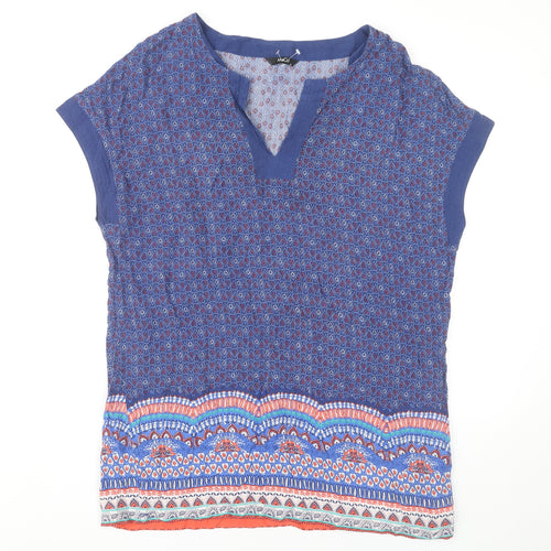 M&Co Womens Blue Viscose Tunic Blouse Size 14 Boho Geometric