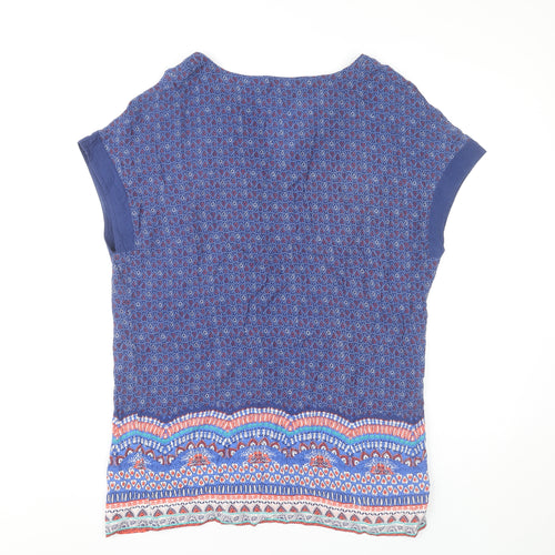 M&Co Womens Blue Viscose Tunic Blouse Size 14 Boho Geometric