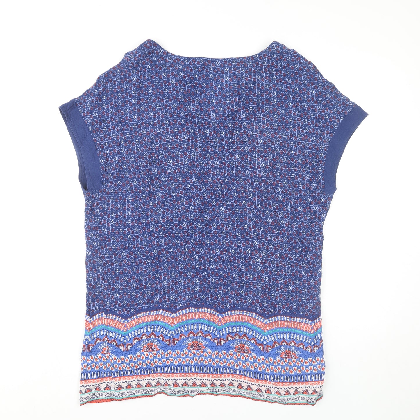 M&Co Womens Blue Viscose Tunic Blouse Size 14 Boho Geometric
