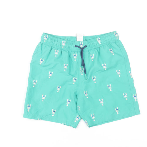 Marks and Spencer Boys Green Lobster Swim Shorts 8-9 Years Quick Dry