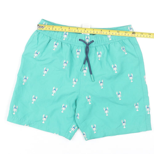 Marks and Spencer Boys Green Lobster Swim Shorts 8-9 Years Quick Dry