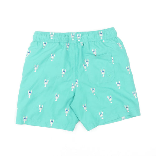 Marks and Spencer Boys Green Lobster Swim Shorts 8-9 Years Quick Dry