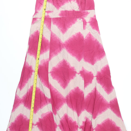 Next Women’s Pink Halter Maxi Dress UK 12 Cotton Tie Dye Summer