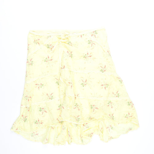 Max Studio Women’s Yellow Floral Cotton Peasant Skirt Size L
