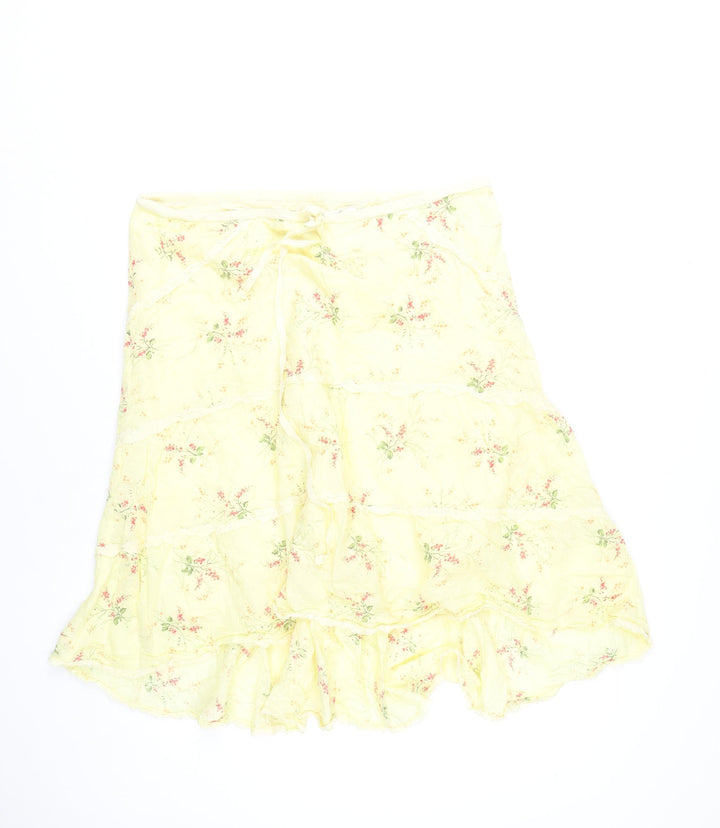 Max Studio Women’s Yellow Floral Cotton Peasant Skirt Size L