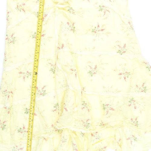 Max Studio Women’s Yellow Floral Cotton Peasant Skirt Size L