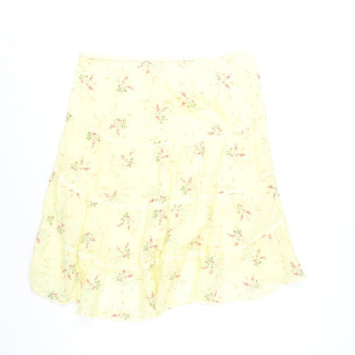 Max Studio Women’s Yellow Floral Cotton Peasant Skirt Size L