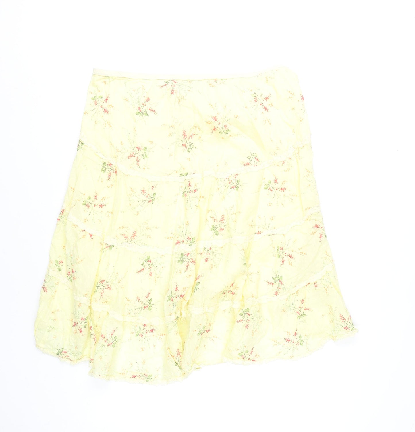 Max Studio Women’s Yellow Floral Cotton Peasant Skirt Size L