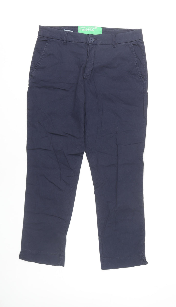 United Colors of Benetton Womens Blue Size 10 Chino Trousers