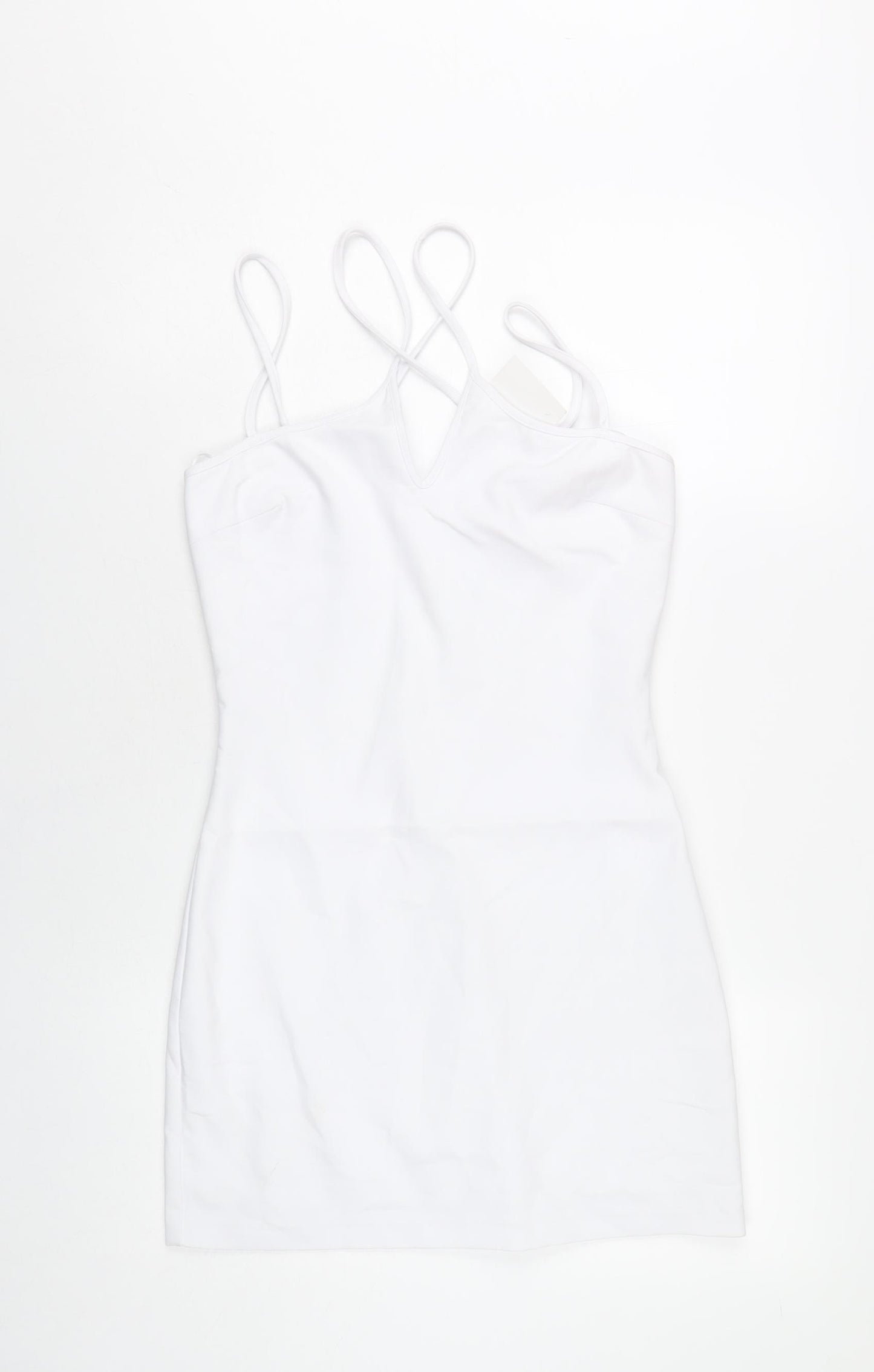 Zara Women White S Mini Bodycon Dress V-Neck Sleeveless Party