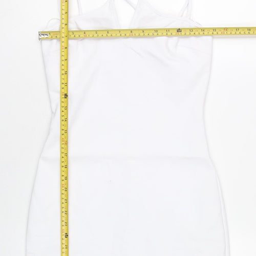 Zara Women White S Mini Bodycon Dress V-Neck Sleeveless Party