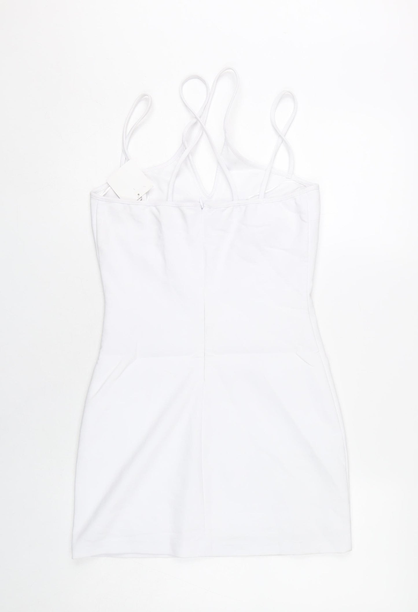Zara Women White S Mini Bodycon Dress V-Neck Sleeveless Party