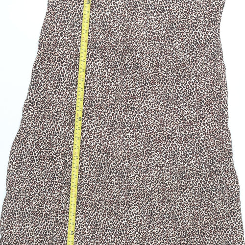 New Look Women’s Brown Leopard Print Midi Shift Dress Size 12