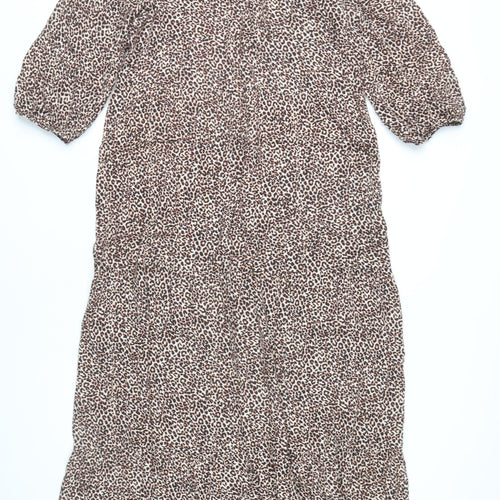 New Look Women’s Brown Leopard Print Midi Shift Dress Size 12