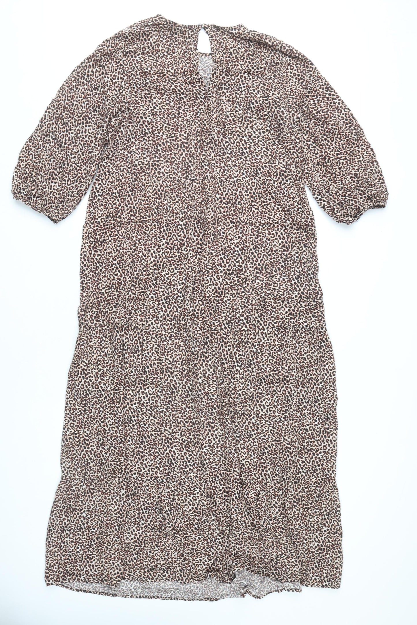 New Look Women’s Brown Leopard Print Midi Shift Dress Size 12