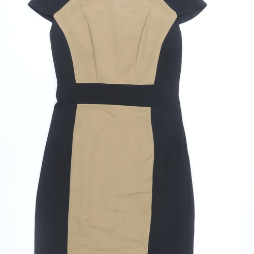 F&F Women’s Black Beige Colourblock Sheath Dress Size 10