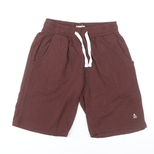 Penguin Women’s Brown Sweat Shorts S Regular Fit Cotton Drawstring
