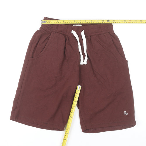 Penguin Women’s Brown Sweat Shorts S Regular Fit Cotton Drawstring