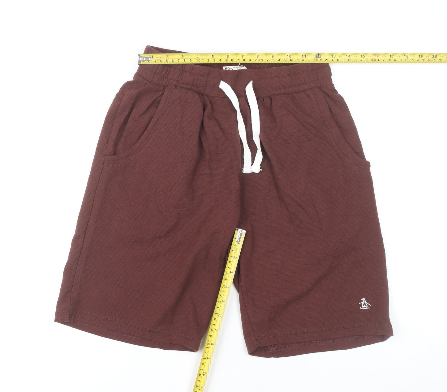 Penguin Women’s Brown Sweat Shorts S Regular Fit Cotton Drawstring