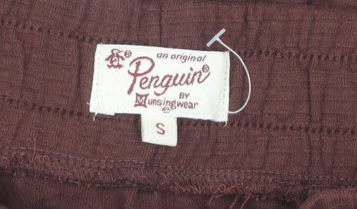 Penguin Women’s Brown Sweat Shorts S Regular Fit Cotton Drawstring