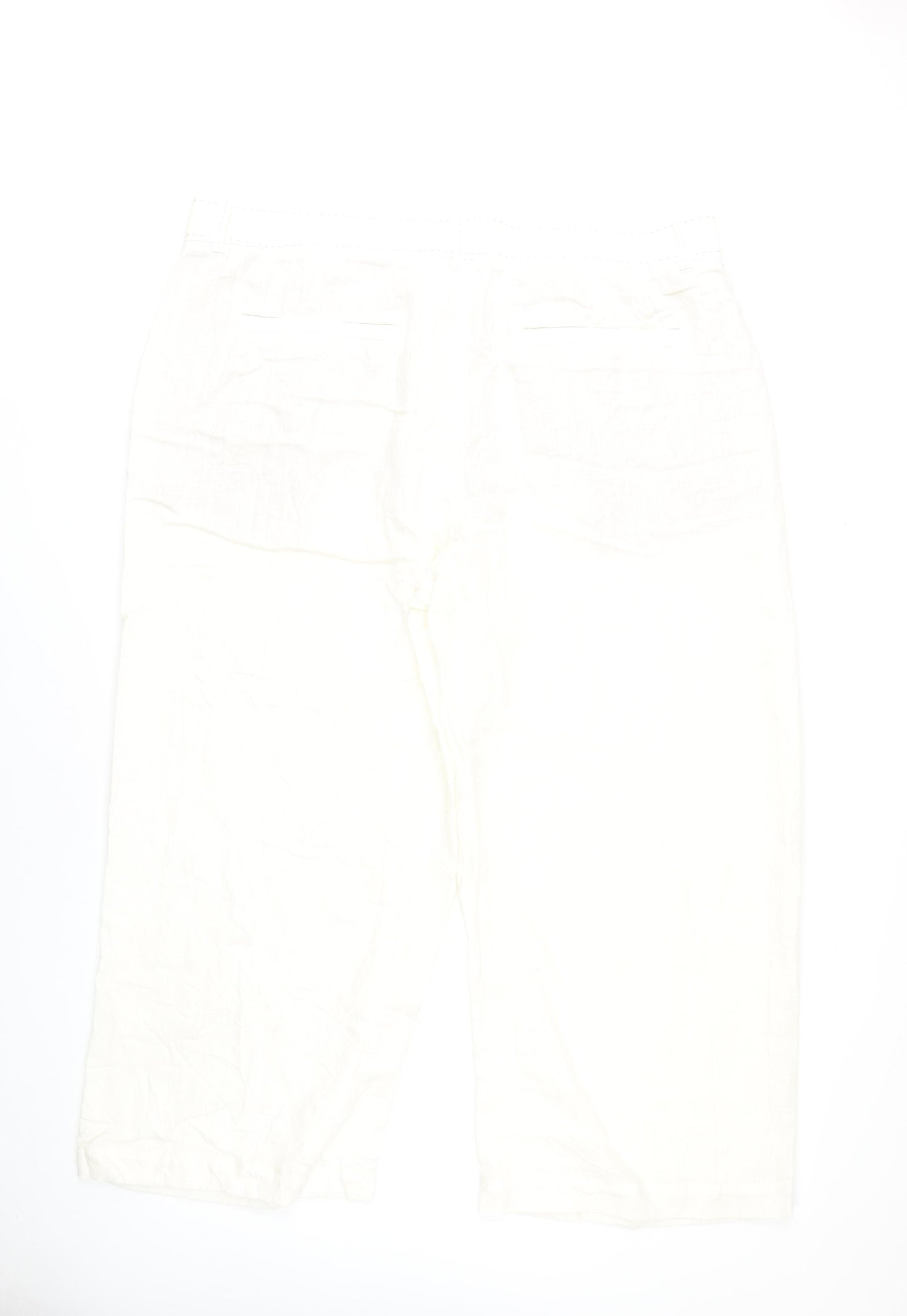 Marks and Spencer Women White Linen Blend Cropped Trousers Size 24