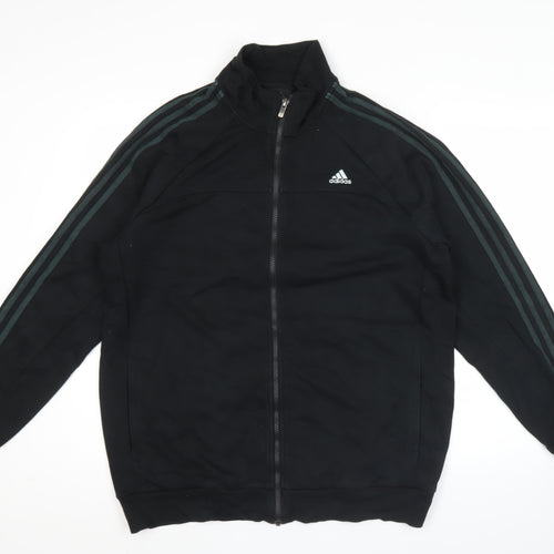 Adidas Men’s Black L Track Jacket Cotton Blend Full Zip Sportswear