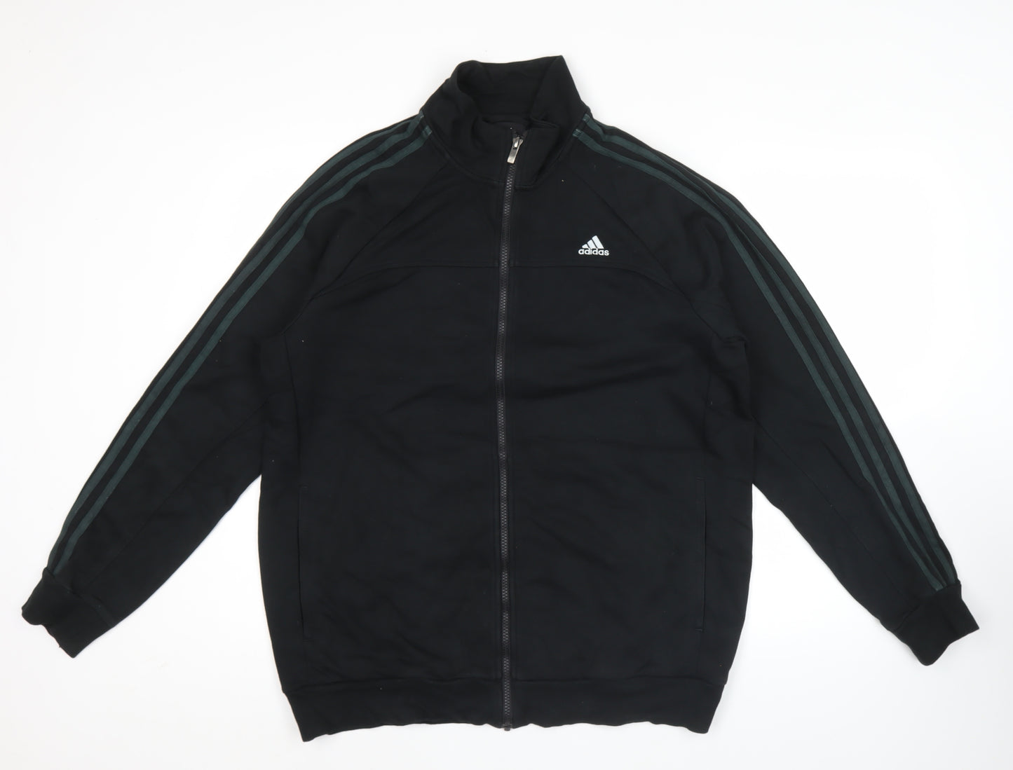 Adidas Men’s Black L Track Jacket Cotton Blend Full Zip Sportswear
