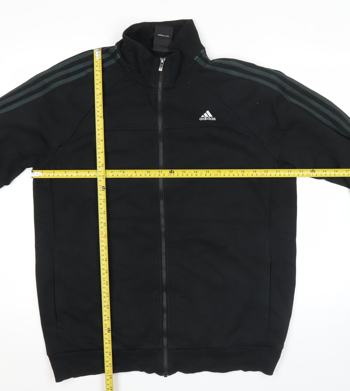 Adidas Men’s Black L Track Jacket Cotton Blend Full Zip Sportswear