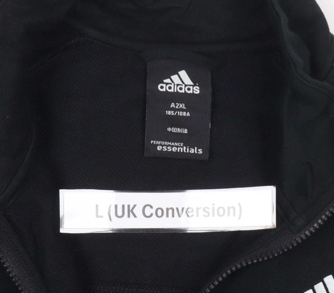 Adidas Men’s Black L Track Jacket Cotton Blend Full Zip Sportswear