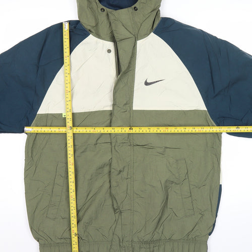 Nike Men's Green Blue White M Windbreaker Hooded Jacket