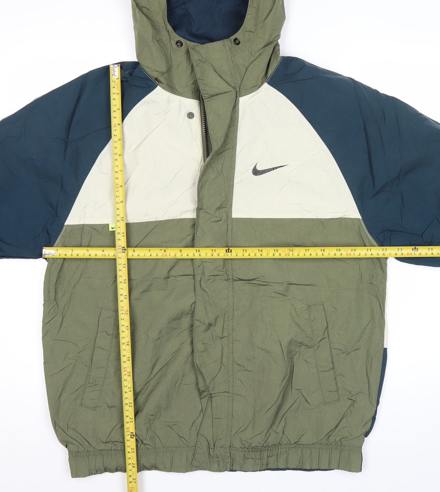 Nike Men's Green Blue White M Windbreaker Hooded Jacket