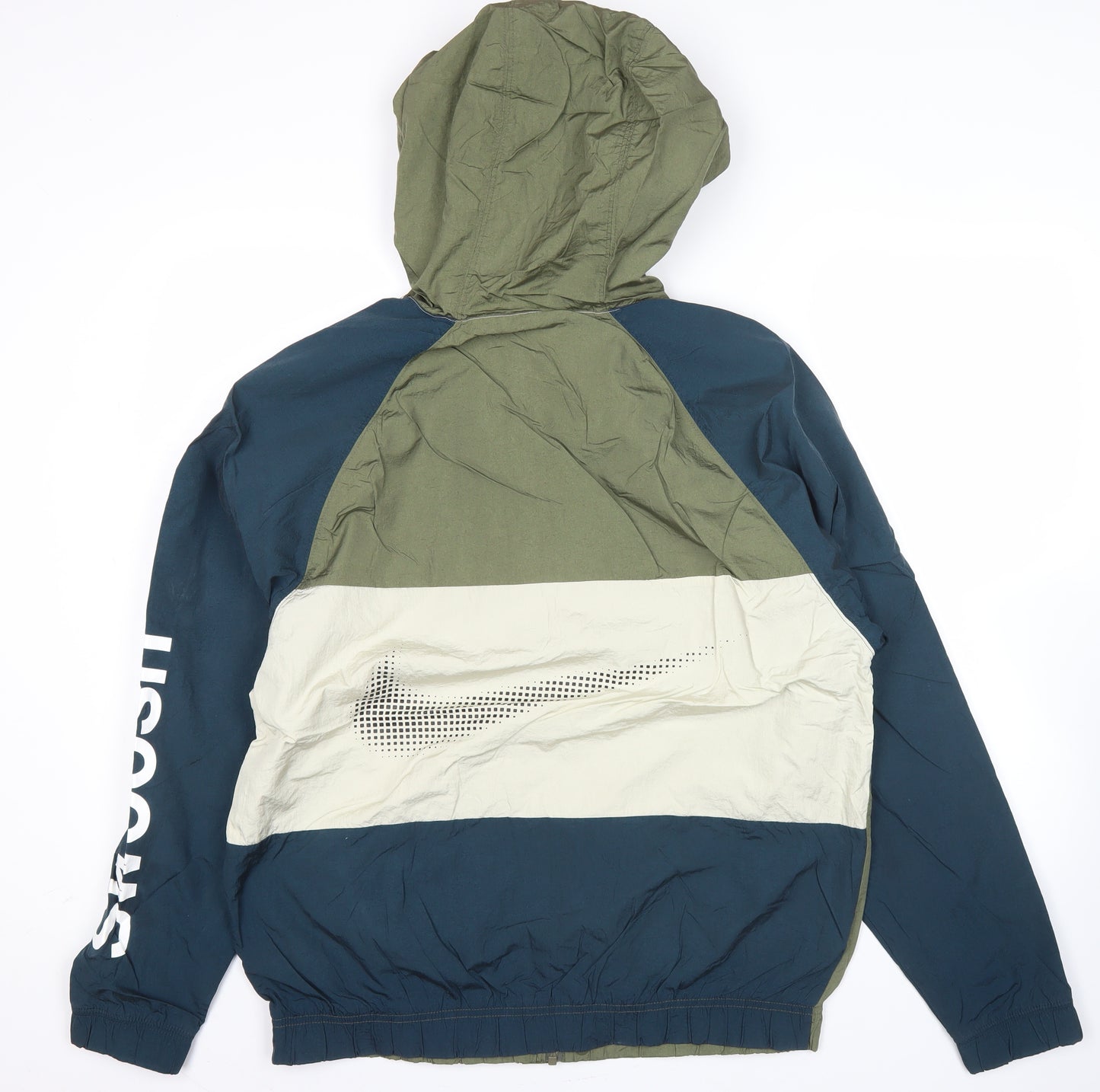 Nike Men's Green Blue White M Windbreaker Hooded Jacket
