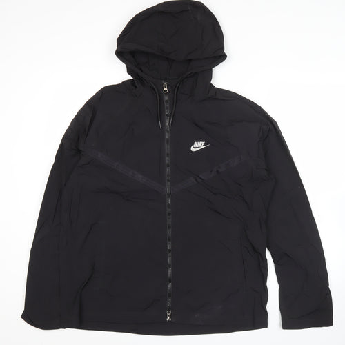 Nike Men’s Black L Lightweight Hooded Windbreaker Jacket Regular Fit