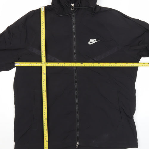 Nike Men’s Black L Lightweight Hooded Windbreaker Jacket Regular Fit