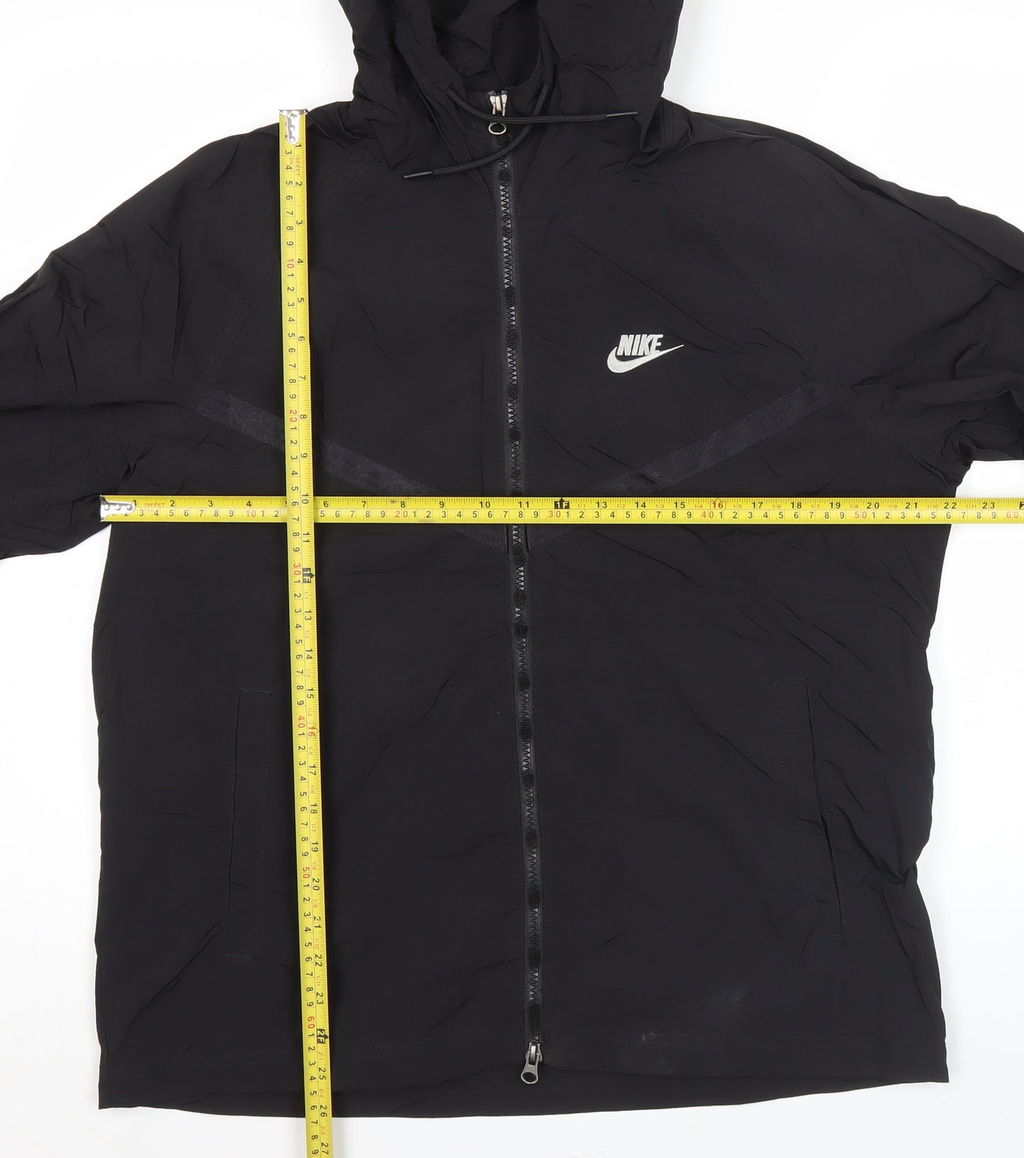 Nike Men’s Black L Lightweight Hooded Windbreaker Jacket Regular Fit