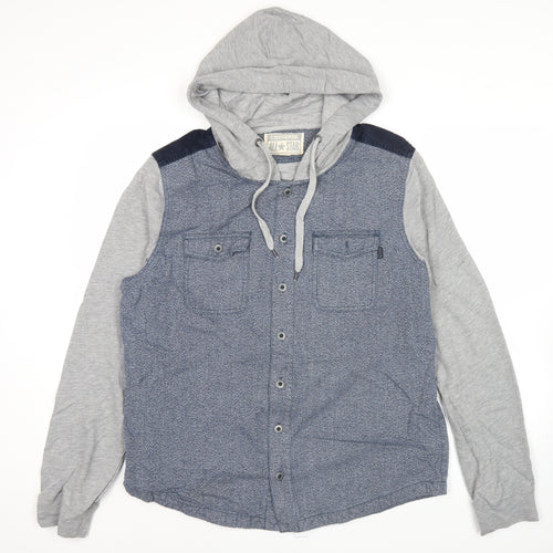 Converse Men’s Grey Blue Hooded Casual Jacket L Regular Fit