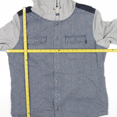 Converse Men’s Grey Blue Hooded Casual Jacket L Regular Fit